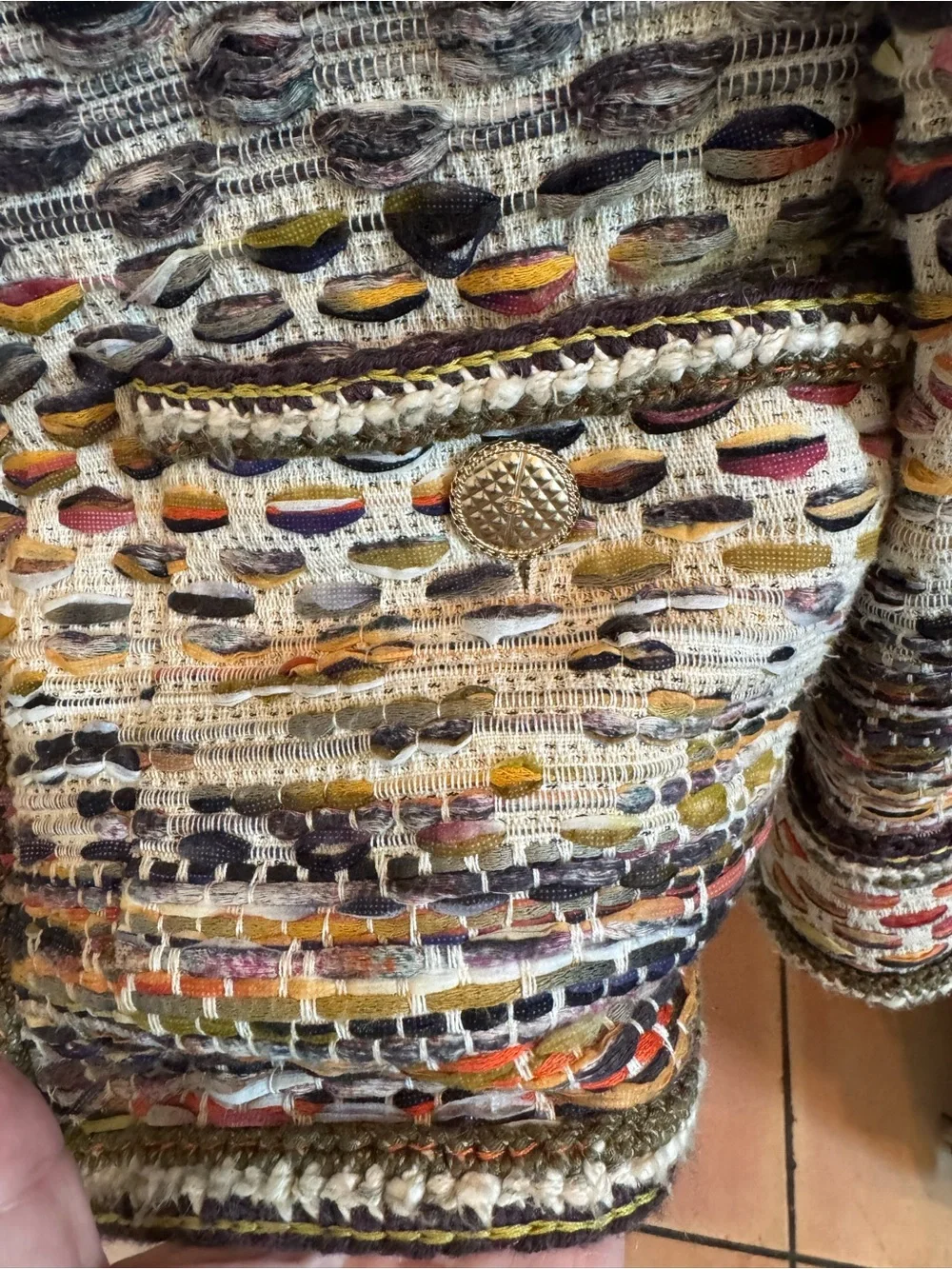 CHANEL Multicolor Woven Tweed Jacket with Cream Base